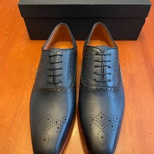 Vinci Men’s Leather Dress Shoes - Navy, Size 45/ US 12, New w/Box)